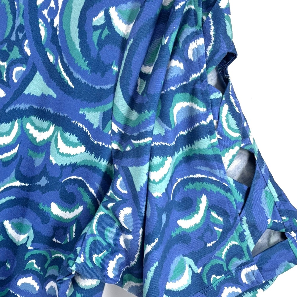 Ruby Rd Women's Blue Wave Tunic Top Sz 3X Sleeve  Cut Outs Coastal Boho Artsy - Picture 4 of 9